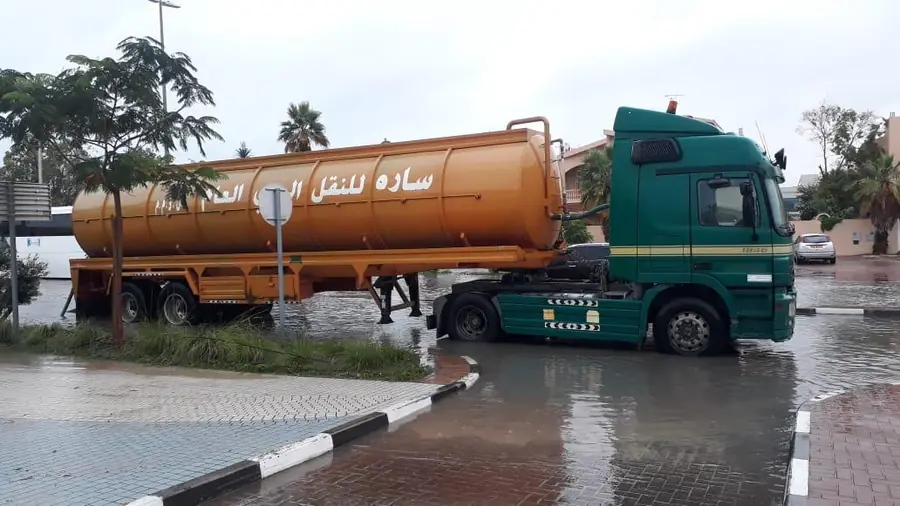 Sara General Land Transport tanker truck with Arabic livery on a Dubai street